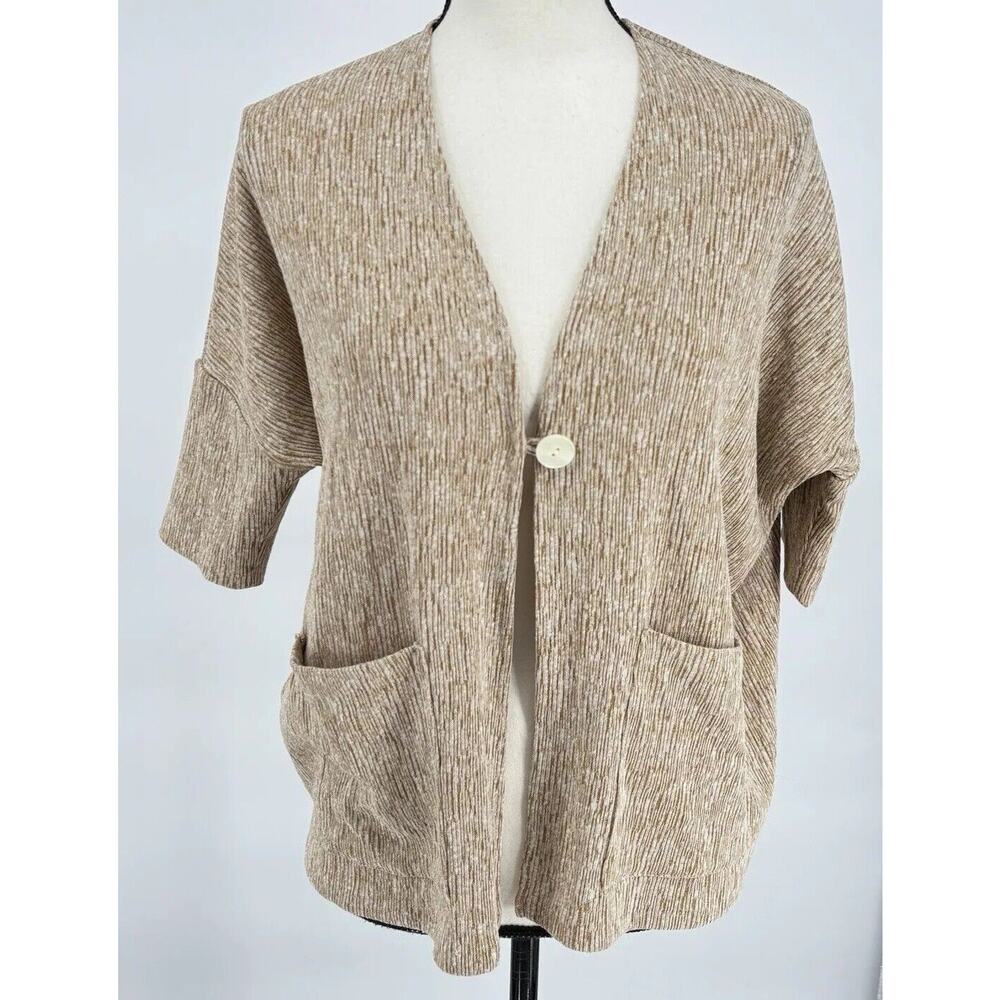 J Jill Pure Jill Women's Beige Cardigan Sweater XS | Linen Blend | Pockets |